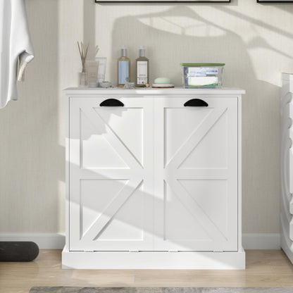 agnixnaf White Sorter Cabinet, Two-Compartment, Tilt-Out Laundry, Easy to Maintain, Storage Organizer for Living Room, Bedroom