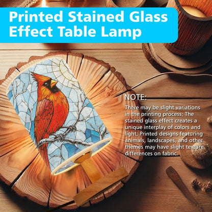 44memory Cardinal Table Lamp LED 3-Color Pressed Bedside, Cardinal Shade Lamp with Wood Base for Bedroom Living Room Desk Office TL01