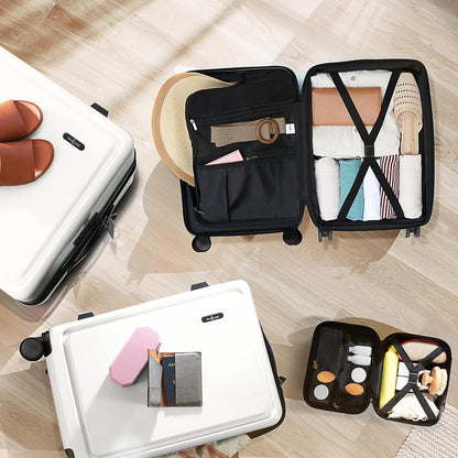 TRAVELARIM Hard Shell Luggage Sets with Spinner Wheels 4 Piece, Expandable Large Suitcases with TSA Lock, Travel Large Suitcase Set, White Luggage Set