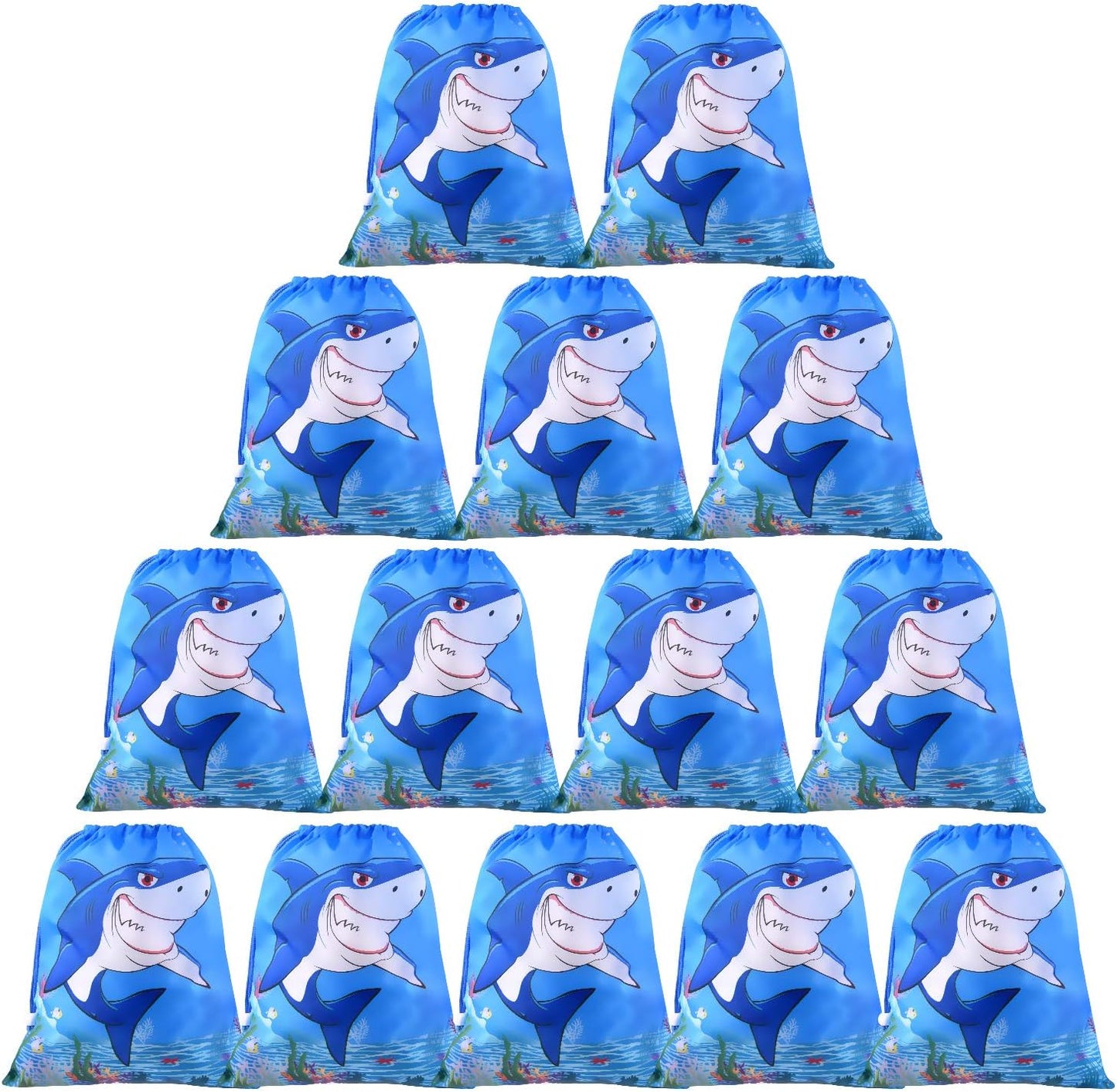 Fepito 12 Pack Shark Drawstring Bags for Shark Party Favors & Goodie Bags