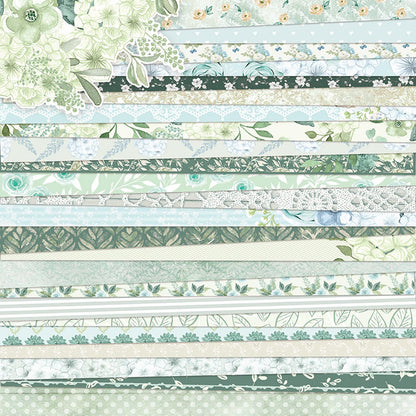 MIATTCLD 12x12 Scrapbook Paper Double Sided Patterned Paper for Scrapbooking, 24 Sheets/24 Designs Wedding Background Papers Boho Decorative Craft Papers for Card Making Journaling Decor (Green)