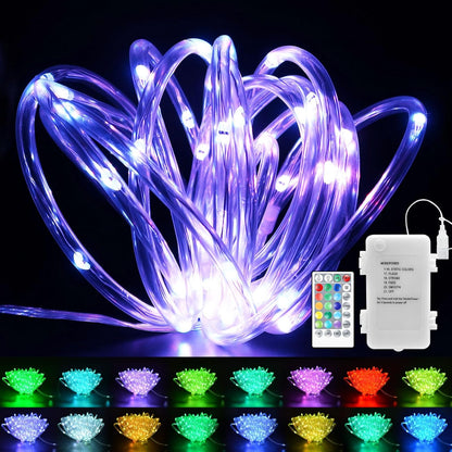 53Ft 160 echosari Rope Lights Outdoor Battery Operated, LED Rope String Lights Colors Changing with Remote Timer
