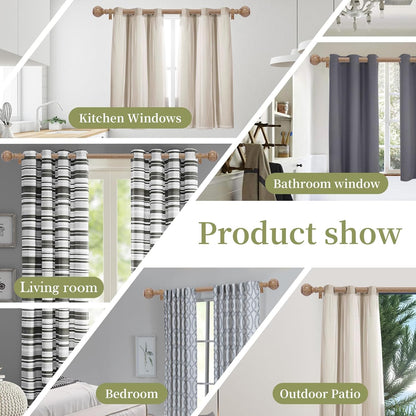 Wood Curtain Rods for Windows, 28 to 48 Inch Adjustable Heavy Duty Drapery Rods