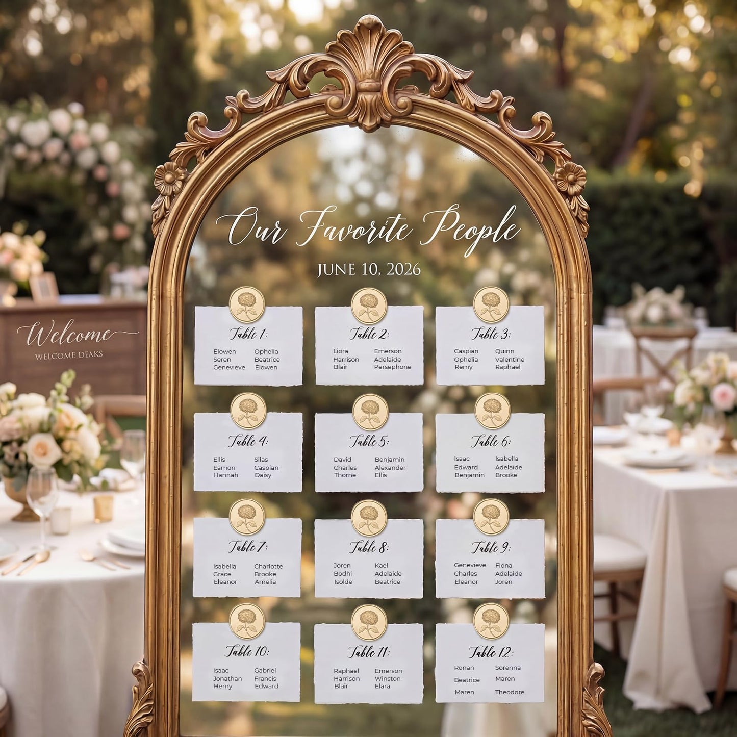 UNIQOOO Wax Seal Stickers - 3D Hydrangea Floral Wedding Invitation Envelope Seal Stickers, 50 Pcs Self- Adhesive Light Gold Stickers, Perfect for Invitation, Christmas, Gift Wrapping
