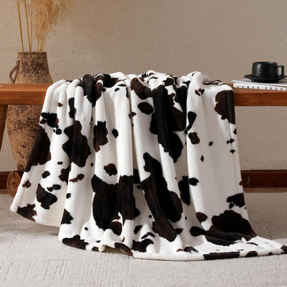 Cozy 60"*80" Bliss Cow Print Throw Blanket for Bed - Fuzzy Thick Soft Warm Fleece Blankets for Couch & Bed, for Women