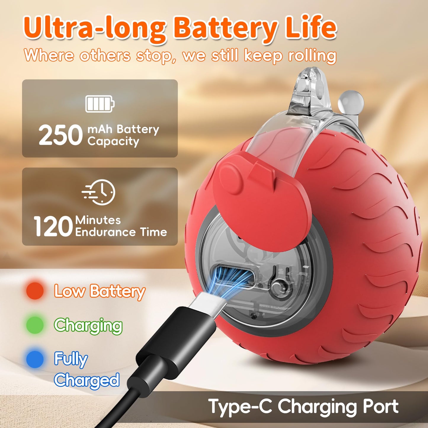 UPSKY Interactive Cat Toy Ball for Indoor Cats, Automatic Moving Electric Rolling Cat Ball Toy, 3-Speed Modes Smart Kitten Toys with Sounds, USB Rechargeable Cat Toy for Indoor Bored Cats