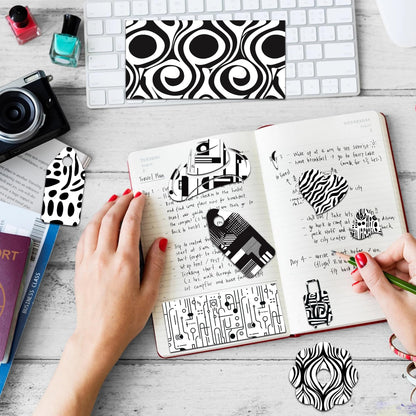 24 Sheets Black White Doodle Pattern Scrapbook Paper 12x12 Doodle Scrapbook Specialty Paper Black White Hand-Drawn Style Double-Sided Cardstock Pack for Scrapbooking Background Card Making Origami DIY