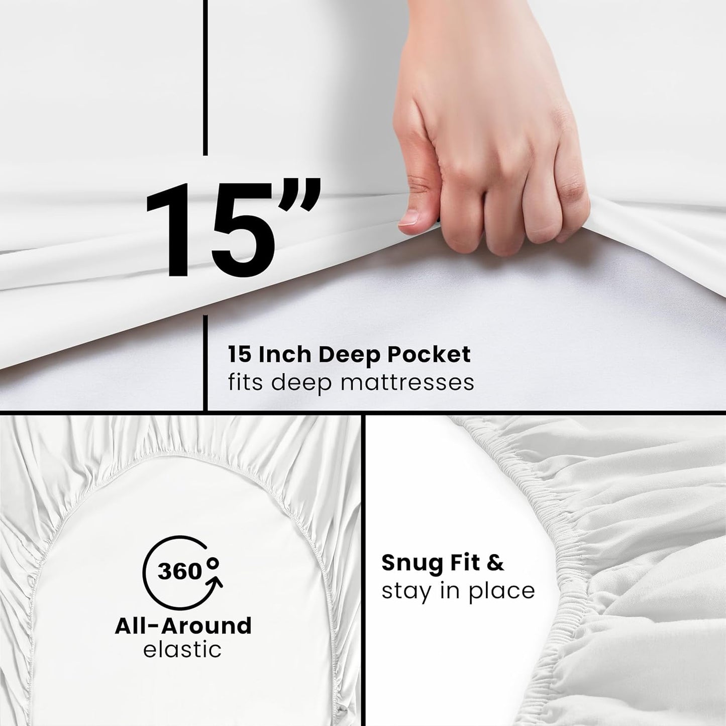 Utopia Bedding Queen Fitted Sheet - Soft Microfiber - Deep Pocket - Fade & Shrink Resistant - White