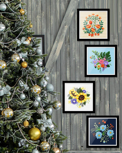 TINDTOP 4 Sets Embroidery Kit for Adults, Floral Embroidery Practice Kit for Beginners Include Embroidery Cloth Hoops Threads for Craft Lover Hand Stitch with Embroidery Skill Techniques