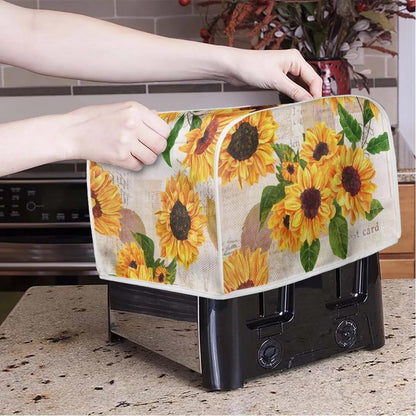 Sunflowers Print Kitchen Appliance Cover, 2 Slice Toaster Flower Accessories, Stain Resistant Coffee Maker Protector