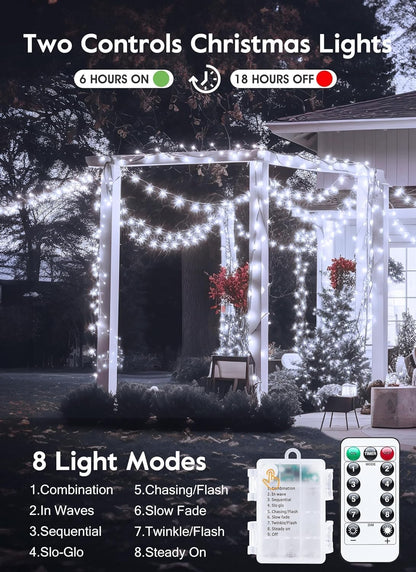 5 60 2 Pack Outdoor Fairy Firecracker Lights Battery Operated, Feet LEDs Twinkle String Lights with Remote, Starry