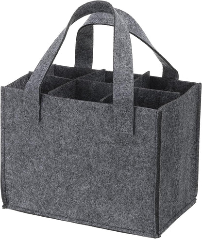 PATIKIL Grey 6 Bottle Wine Carrier Tote Bag, Reusable Wine Storage Bag with Divider, Portable Gift Bag