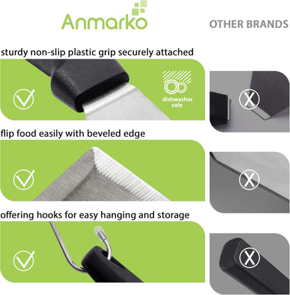Metal Spatula Set of 4 - Griddle Accessories Kit for BBQ Grill, Flat Spatula, Pancake Flipper, Hamburger Turner -