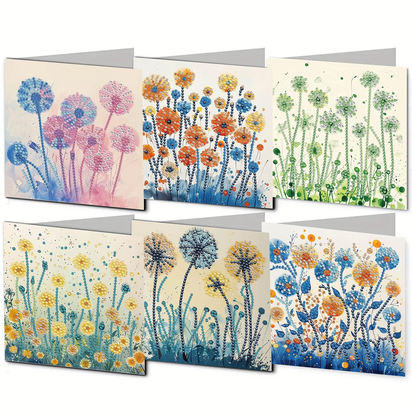 DDGYP 6pcs Diamond Art Cards - 5.9x11.81in Diamond Art Painting Greeting Card Kits, DIY Diamond Art Greeting Cards with Envelopes for Birthday & Daily Greetings