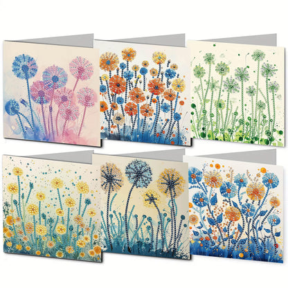DDGYP 6pcs Diamond Art Cards - 5.9x11.81in Diamond Art Painting Greeting Card Kits, DIY Diamond Art Greeting Cards with Envelopes for Birthday & Daily Greetings