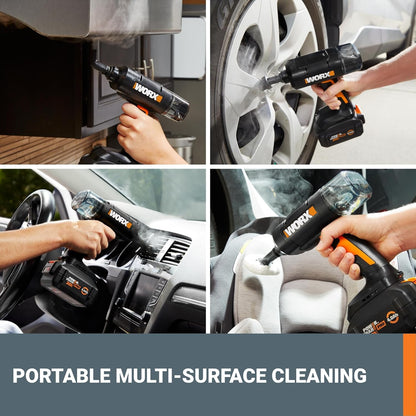 Worx 20V SteamStorm Cordless Handheld Steam Cleaner - 220°F Quick Preheat, Lightweight & Portable | Includes Battery & Charger