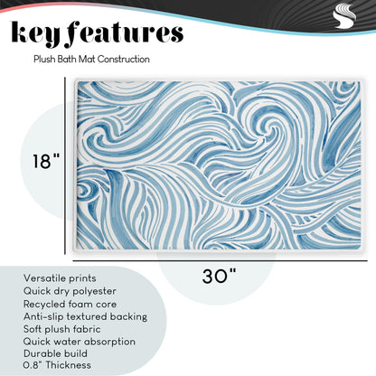 Stupell Industries Sweet Home Mosaic Pattern Plush Bathroom Mat & Bath Rug, Soft Quick-Dry Non-Slip Bathroom Rug with Recycled Foam Cushion, Geometric Tile Pattern Design by Elizabeth Medley, 18"x30"