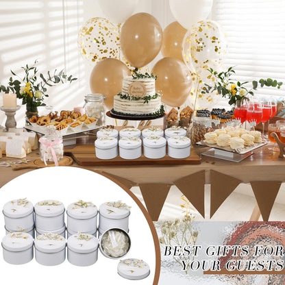 Threlaco 12 Pcs Flower Candles Scented Bridesmaid Gift Set Soy Wax Aromatherapy Candles Bulk for Wedding Bridal Shower Home Guests Women Valentines Mothers Day Anniversaries Favor(White)