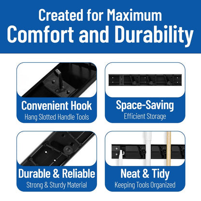 Carlisle FoodService Products 4073100 Roll 'N Grip Mop, Broom and Tool Holder / Storage System, 3 Positions + 1 Hook