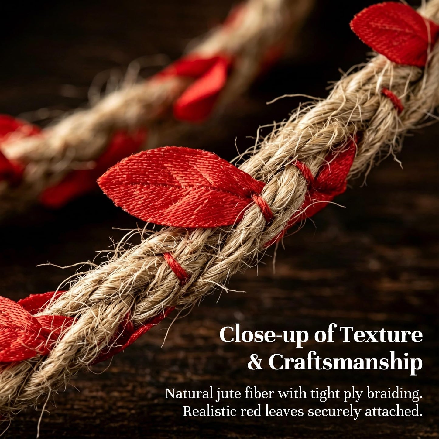 YUENPUN 328 Ft 5MM Burlap Leaf Ribbon, 10 Rolls 33 Ft Natural Jute Twine Rope, Jute Twine with Red Leaves Ply Braided Burlap Ribbon Artificial Leaves Vine Rope for Wedding, Party, Garden Decor
