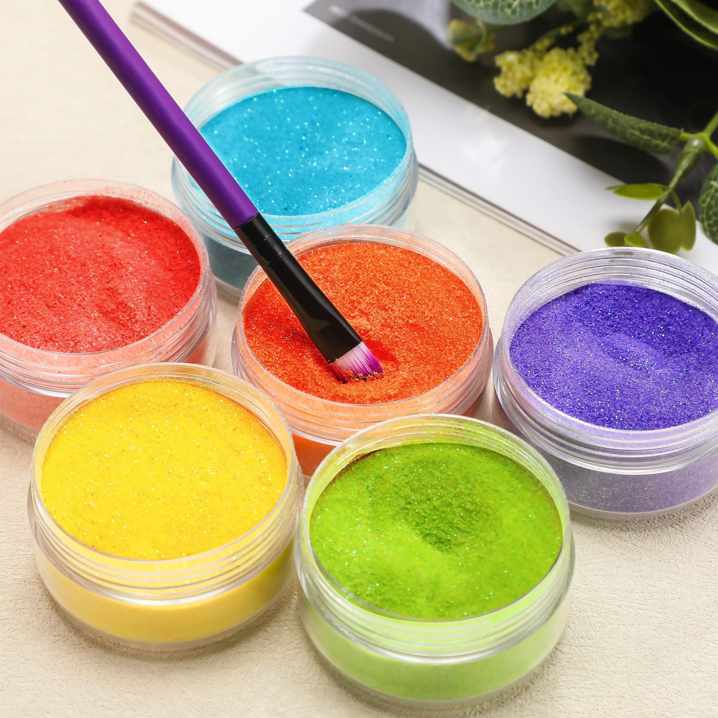 Heigble 6 Pcs 0.5 Ounce Glitter Embossing Powder Set for DIY Crafts Greeting Cards Making Scrapbooking Wedding Invitations (Bright Color)