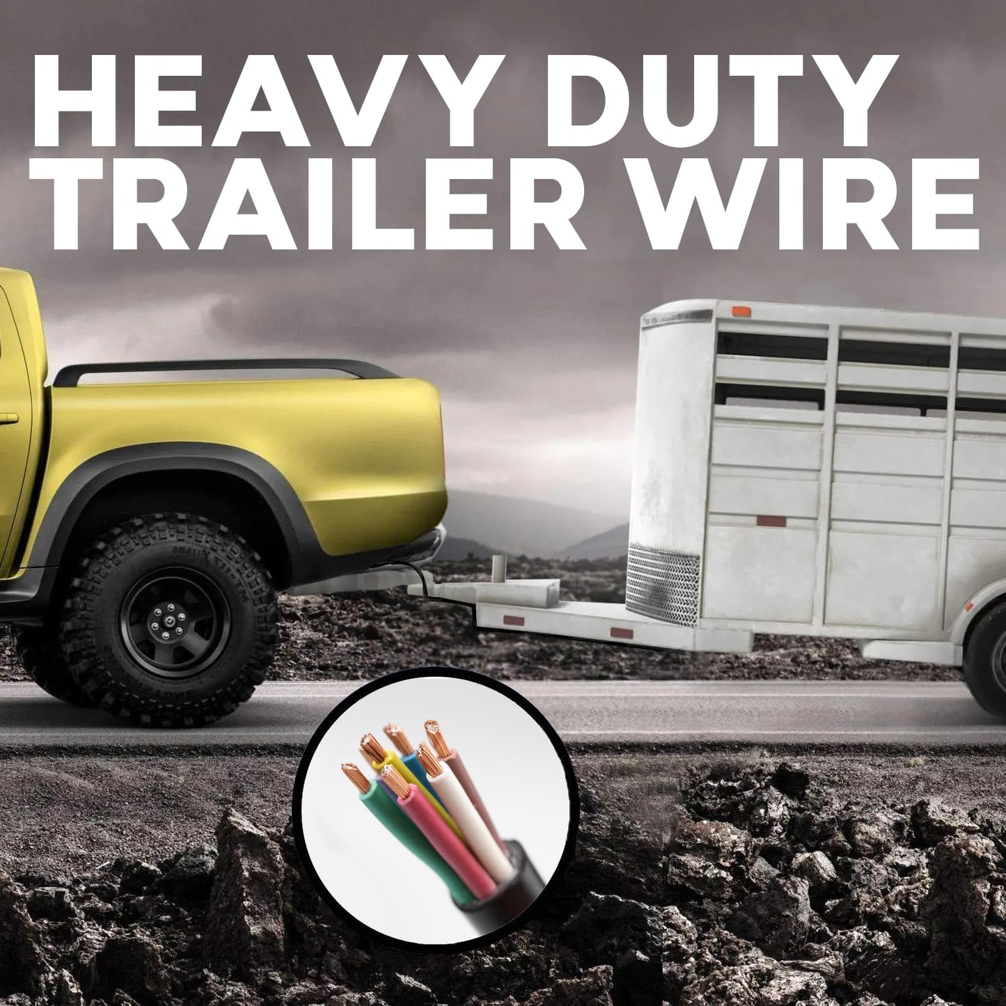 BEST CONNECTIONS 7 Way Trailer Wire (100 Feet) Heavy Duty 14 Gauge 7 Conductor Insulated Cable Durable, Weatherproof, Color-Coded 7 Way Wiring Extension for RV and Automotive
