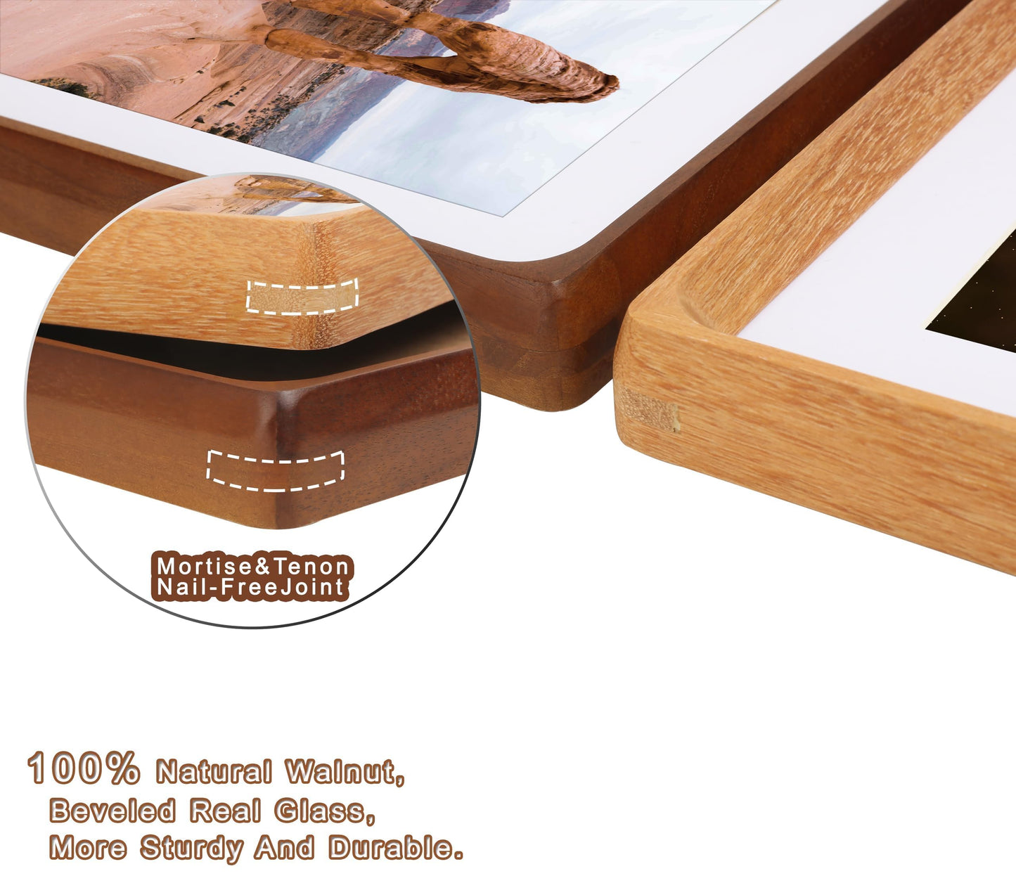 ScandiNest Square 6x6 Picture Frame, USA-Sourced Natural Walnut Wood with Real Glass, Handcrafted Rounded Corners, Matted to 4x4 Photo, Gallery Wall and Tabletop Display