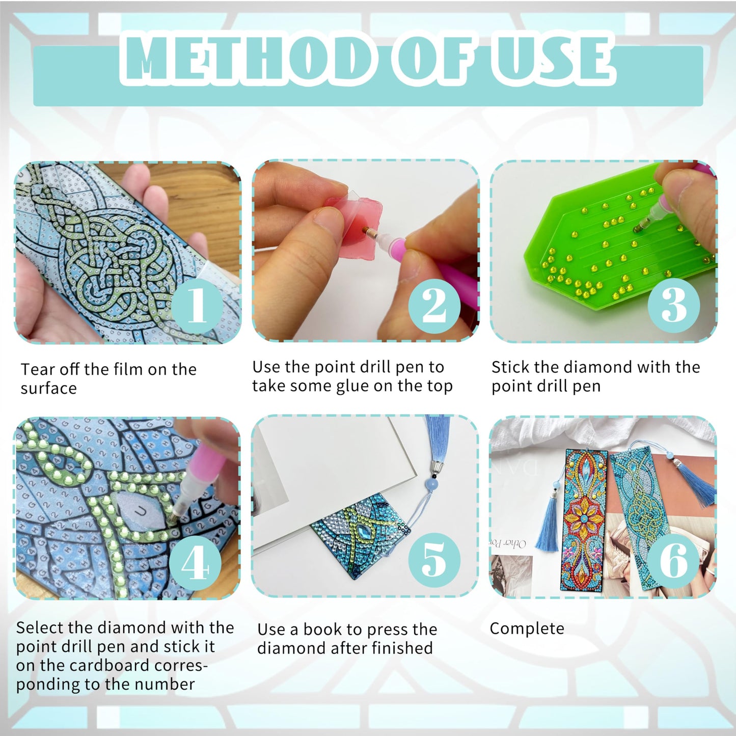 12 Pcs DIY Diamond Art Bookmarks for Adults Women Beginners Acrylic Dotz Diamond Art Bookmarks Kit Diamond Painting 5d Floral Rhinestone Bookmark Diamond Art Book Marks with Tassels Crafts Supply