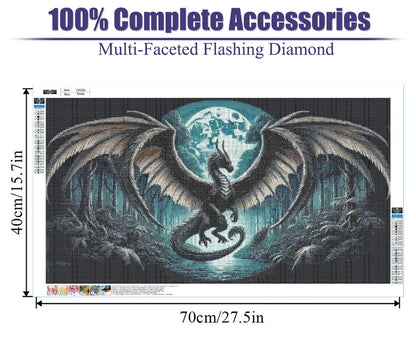 Fantasy Dragon 5D Diamond Painting Kits for Adults, animal Landscape Diamond Mosaic Art,DIY Full Round Diamond Embroidery,Diamond Art Kits for Home Decor,Large size 15.7x27.5 inches,DIY Mosaic Art