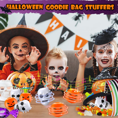 Halloween Light Up Spinning Tops Toys Gifts for Toddlers,12 Pack Halloween Basket Goodie Bag Stuffers Fillers for Kids,Halloween Treats Non Candy Party Favors, Birthday Classroom Prizes for Boys Girls