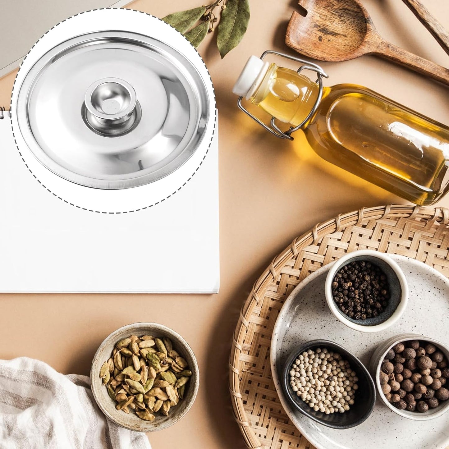 Silver Stainless Steel Pan and Pot Lid, Universal Replacement Cover for Skillets and Frying Pans, 16cm Diameter