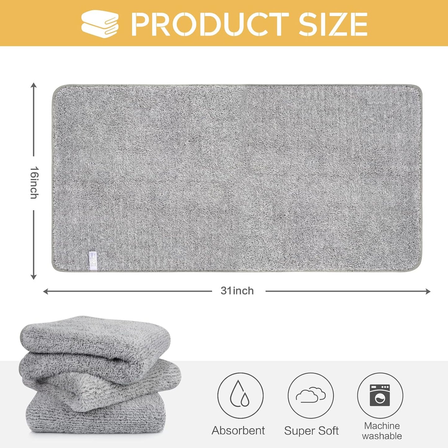 16Inch 31Inch 3Pack SINLAND Microfiber Hand Towels for Bathroom Super Soft Washcloth for Home Spa Sports Face Towels