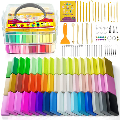 Aestd-ST Polymer Clay 52 Colors, Modeling Clay for Kids, Non-Sticky Oven Bake Clay with Sculpting Tools and Accessories, Halloween Christmas Gift for Children and Artists