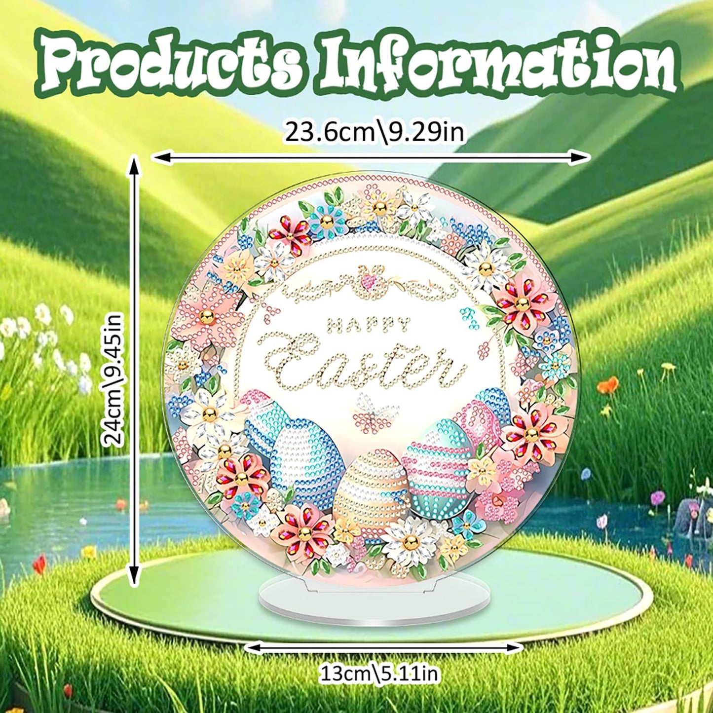 SWEKKE Easter Egg Diamond Art Hanging Kit for Adult,Special Shaped Rhinestone,DIY Acrylic Diamond Art Painting Window Pendants Home Garden Wall Hanging Kits Hanging Ornament,Double Sided
