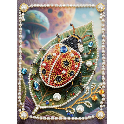 WSLWXSHM Pearl Diamond Painting Kits for Adults Ladybug, 5D Special Shape Diamond Art Kits for Beginners, Crystal Rhinestones Diamond Painting for Home Wall Decoration Gift 12×16inch/30×40cm Insect