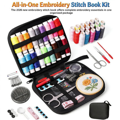 2026 Upgraded Embroidery Stitch Book Kit for Beginner, DIY Book Embroidery Kit with Full Tools and Instructional Tutorial 106 Patterns for Craft Lovers and Sew Enthusiast，DIY Craft Lovers(1pack--)