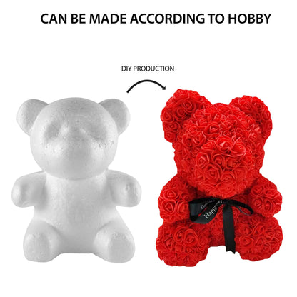 Super Z Outlet Foam Teddy Bear Shaped Round Nose Polystyrene Arts and Crafts Blank White DIY Mould Scultpture for Party Decorations, Wedding, Floral Arrangements (20cm x 13cm) (Pack of 2)