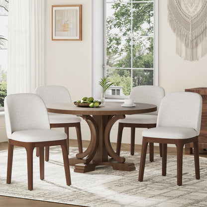 MALOL Wooden Dining Chairs Set of 4, Upholstered Kitchen & Dining Room Chairs with Thickened Wooden Legs, Farmhouse Side Chairs, Beige