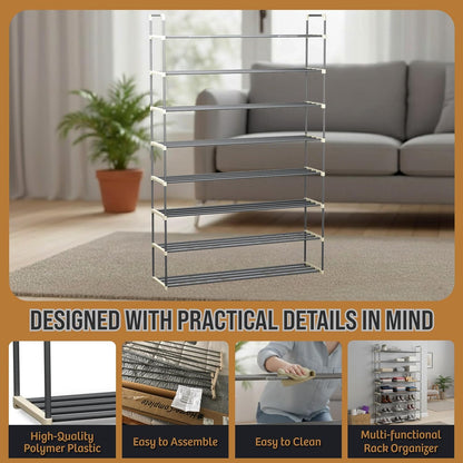 8-Tier Closet, 40 Home-Complete Shoe Rack - Shoe Organizer for Bathroom, Entryway - Shelf Holds Pairs Sneakers, Heels