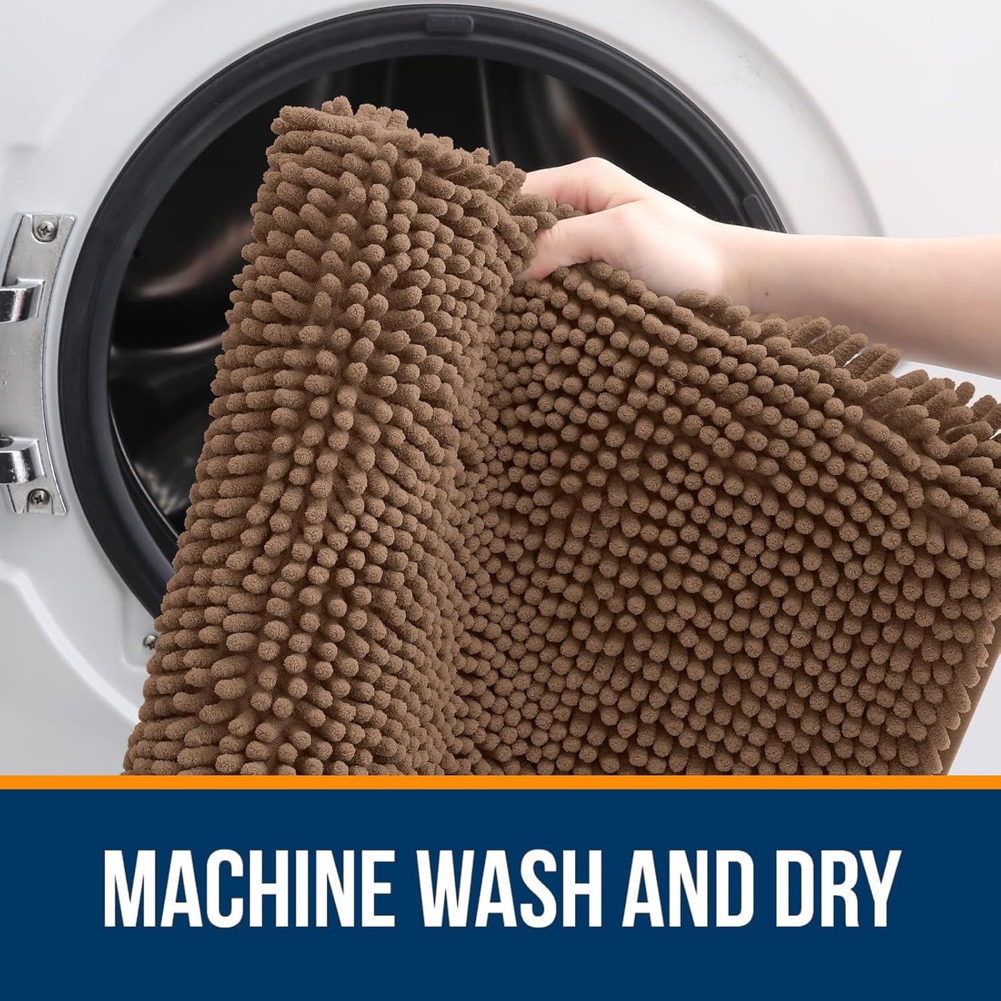 OLANLY Bathroom Runner Rugs - Extra Soft Chenille Bath Mats | Quick Dry, Machine Washable, 44x24 Mocha