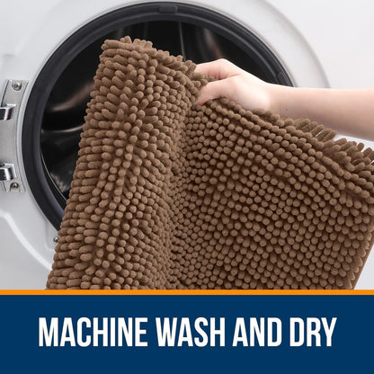 OLANLY Bathroom Runner Rugs - Extra Soft Chenille Bath Mats | Quick Dry, Machine Washable, 44x24 Mocha