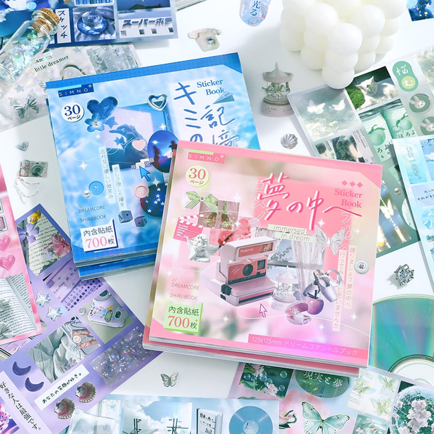 Dreamcore Japanese Aesthetic Sticker Book, 700+ Die-Cut Glossy and Matte Stickers, 30 Sheets, 2 Styles for Journaling, Scrapbooking, Planners-Prayer Board Supplies-Vision Board Supplies