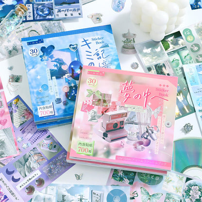 Dreamcore Japanese Aesthetic Sticker Book, 700+ Die-Cut Glossy and Matte Stickers, 30 Sheets, 2 Styles for Journaling, Scrapbooking, Planners-Prayer Board Supplies-Vision Board Supplies