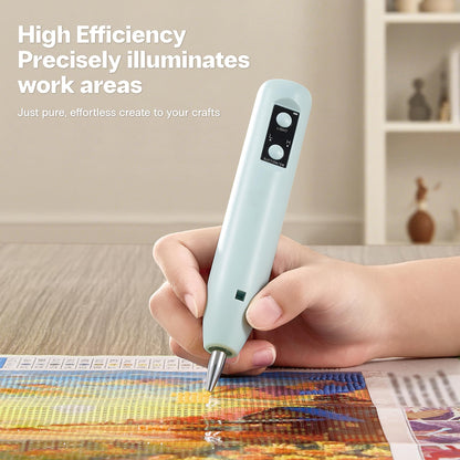 Electric Diamond Painting Pen - Cordless Diamond Art Pen Low-Noise Wax-Free, Rechargeable 2-Speed with LED Light & Removable Magnifier, Portable Diamond Art Accessories for Crafts Lovers