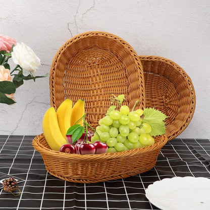 EUSOAR Wicker Basket, 12.2"x 7.9"x 2.8", 3pcs Tabletop Food Serving Baskets for Restaurant Bakery Family