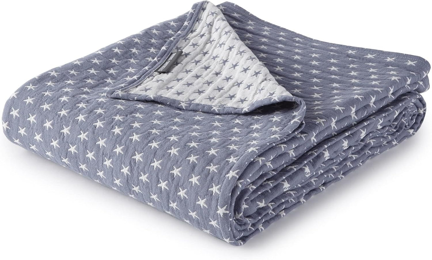 Sterling Creek Dawson Star Muslin Blanket Queen Three Layers Lightweight Breathable Cotton Gauzy Blanket for Adults