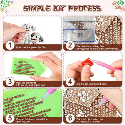 KEYIFA Dalmation Diamond Art Hanging Kits with Chain, Special Shaped Drill Diamond Painting Pendant, Cartoon Crystal Gem Art Pendant 5D Window Crafts for Wall Garden Door Decor (Width 7.9 in)