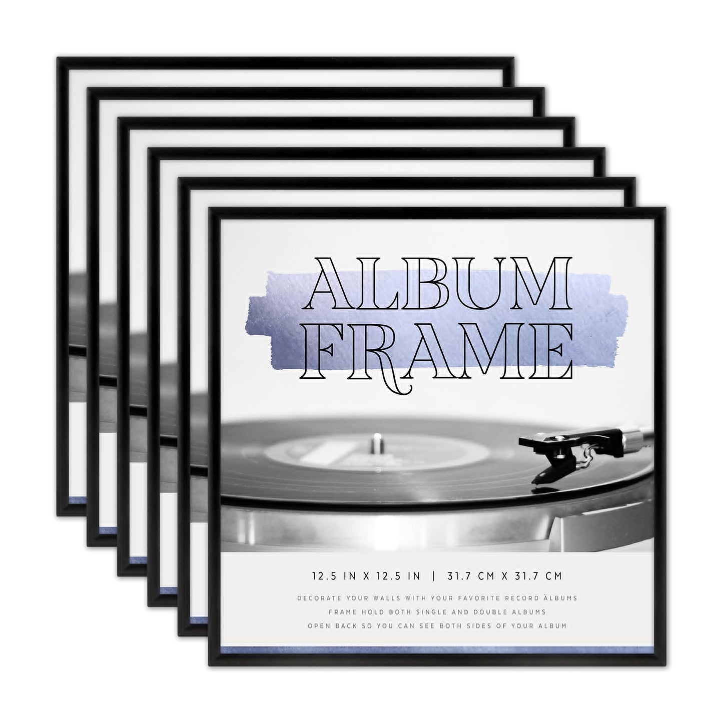 MCS Gallery Aluminum 12.5x12.5 Inch Album Cover Frame (6pk), Black (65506)