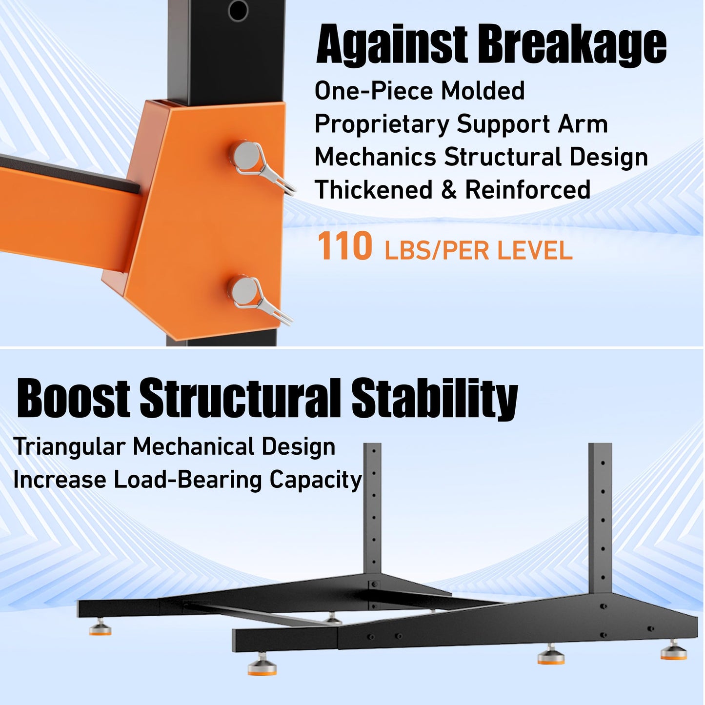 AlloyLake 3-Tier Freestanding Kayak Storage Rack, Heavy Duty Outdoor Canoe Stand for Garage & Dock, 330 lbs Capacity, Rust-Proof 304 Stainless Steel Hardware (Orange)