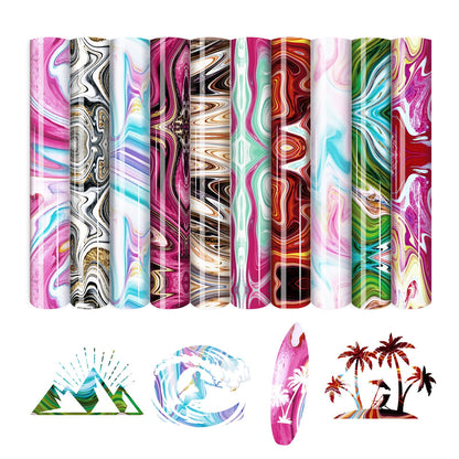 HTVSTD Marble HTV Heat Transfer Vinyl -10sheets 12'' x 10''Watercolor HTV Iron on Vinyl for Fabrics Liquid Patterned
